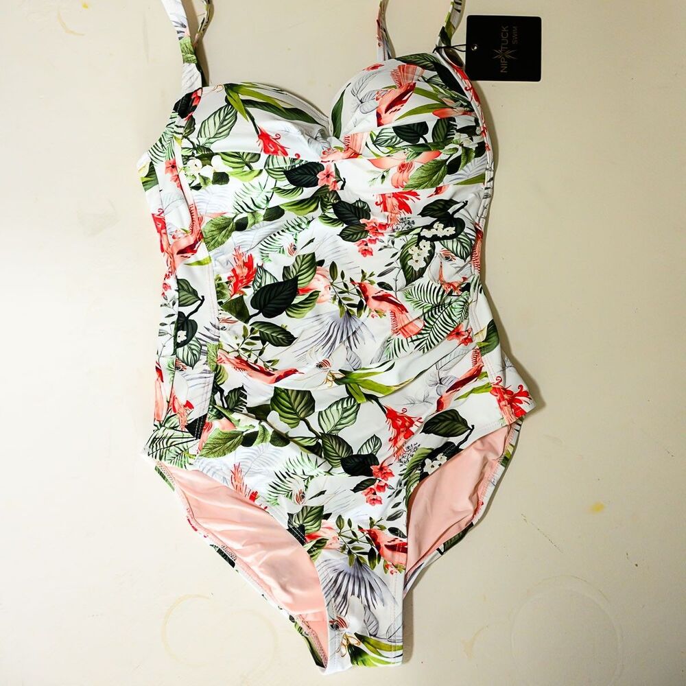 Niptuck‎ Swimsuit 6 Floral Tropical Bathing suit Multi fit cup